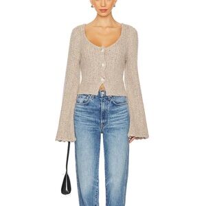 Nation LTD Berenice Round Neck Cardigan in Oatmeal Heather